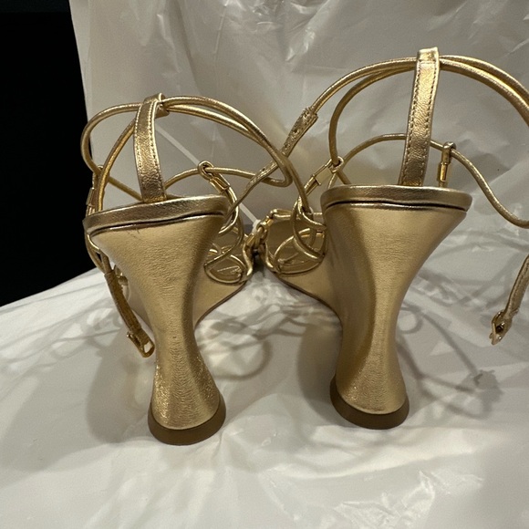 PAIGE Women's Gold Strappy Wedge Sandals - Picture 6 of 8